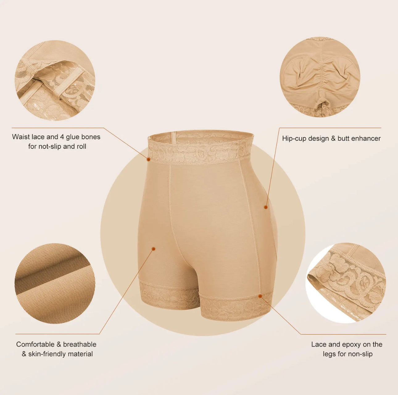 Mid-Waist Lace BBL Shorts #67
