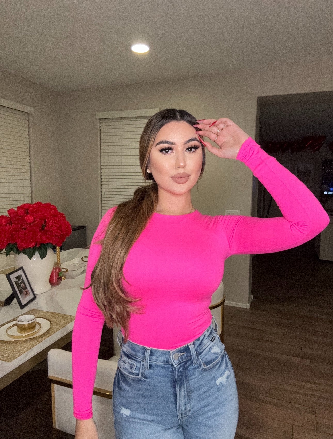 Maree Long-Sleeve Top -Fuchsia