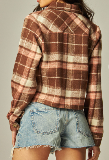 Andy Flannel Jacket- Brown/Pink