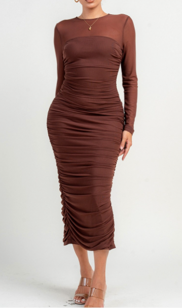 Secret Crush Midi Dress- Chocolate