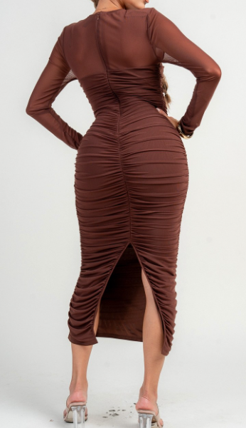 Secret Crush Midi Dress- Chocolate