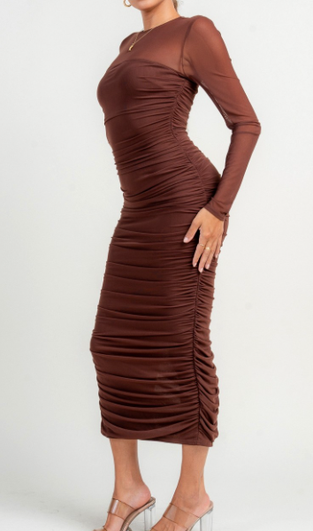 Secret Crush Midi Dress- Chocolate