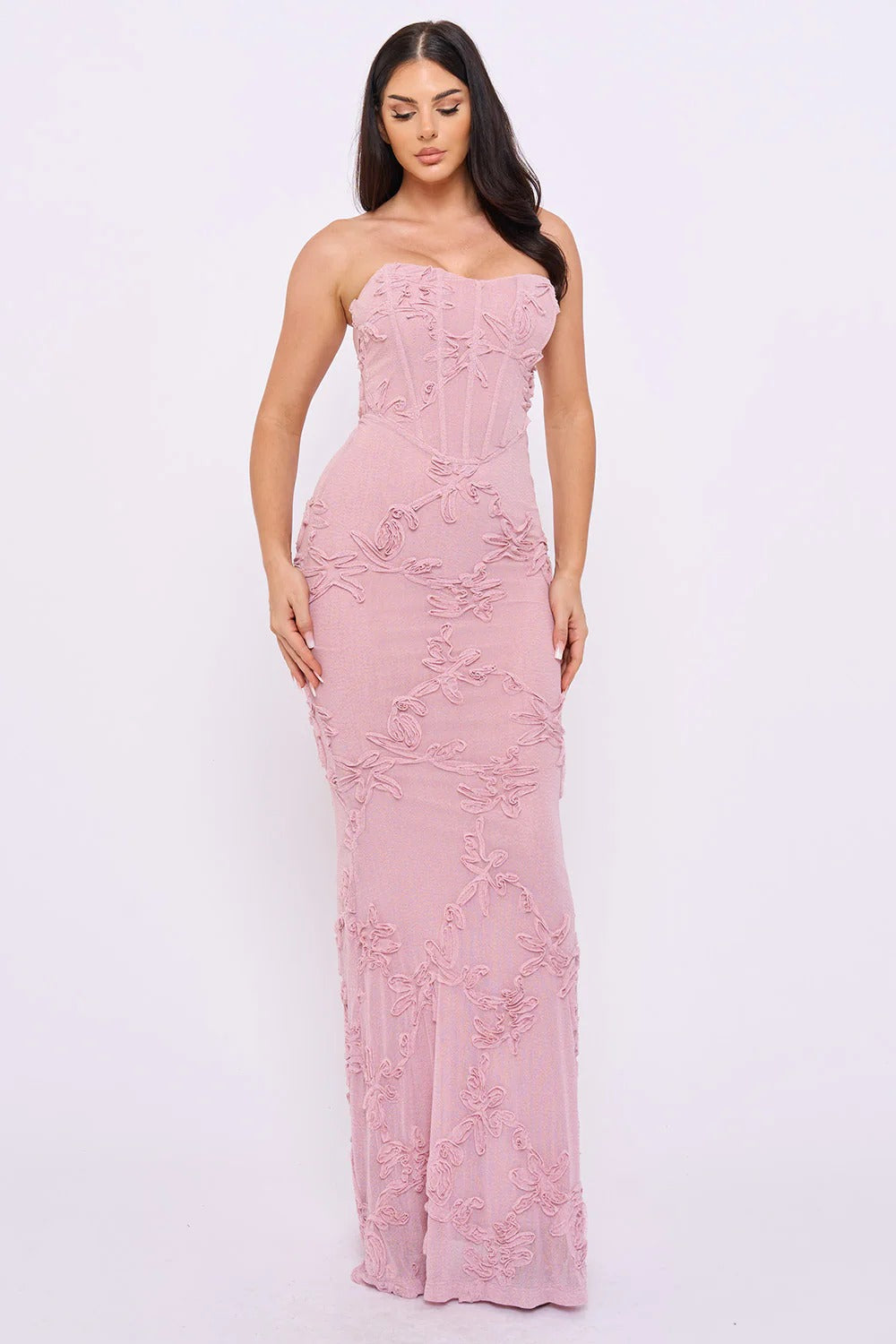 Anastasia Strapless Dress- Available In Cream & Pink