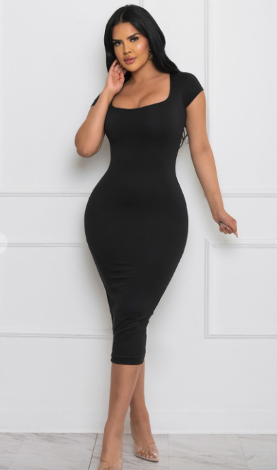 Mandy Midi Dress- Available in Pink, White, Black & Light Blue