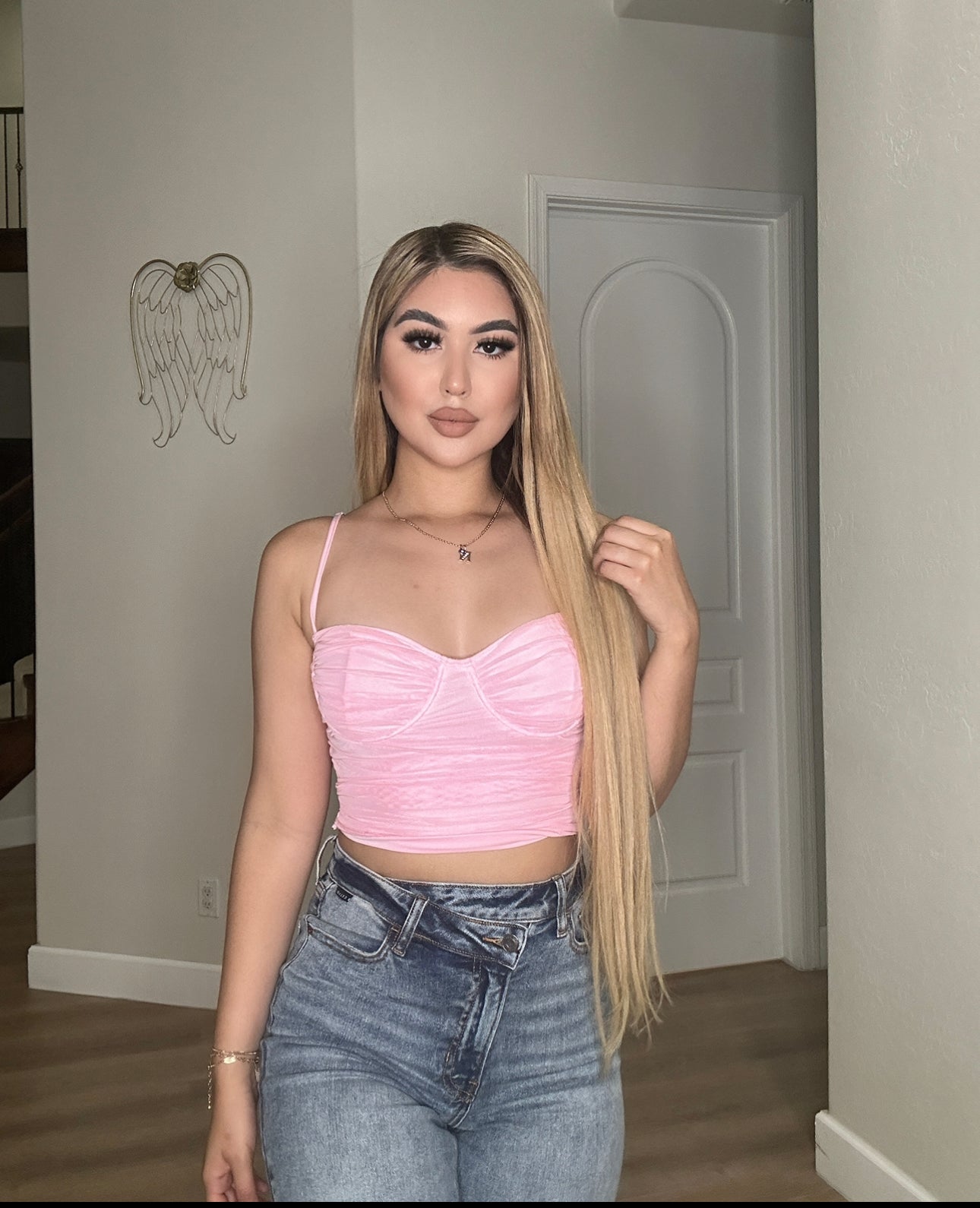 Valerie Mesh Crop Top- Pink
