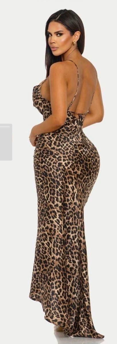 Whispering Silk Dress- Leopard Print