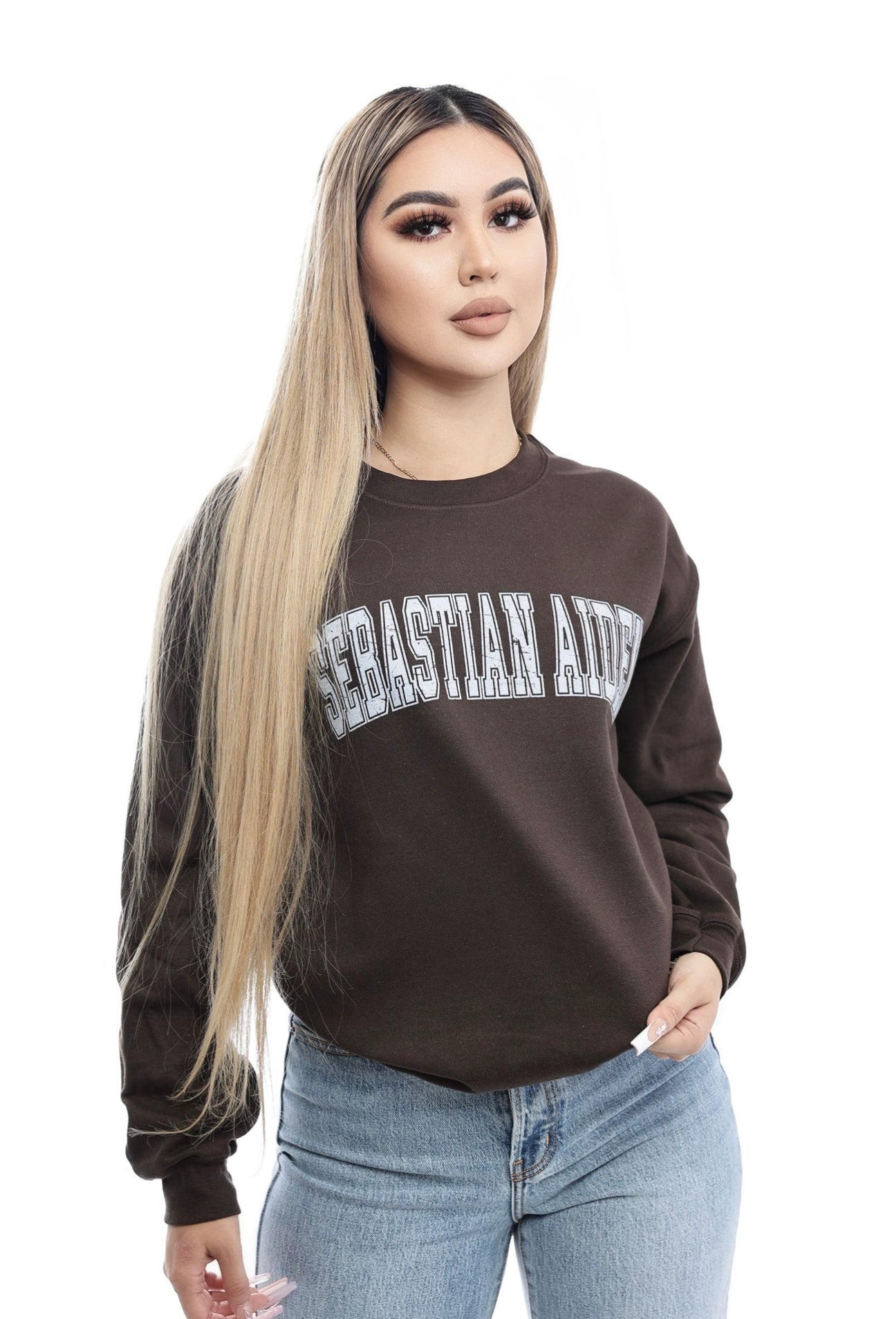 Sebastian Aiden Crew Neck Sweater- Dark Chocolate