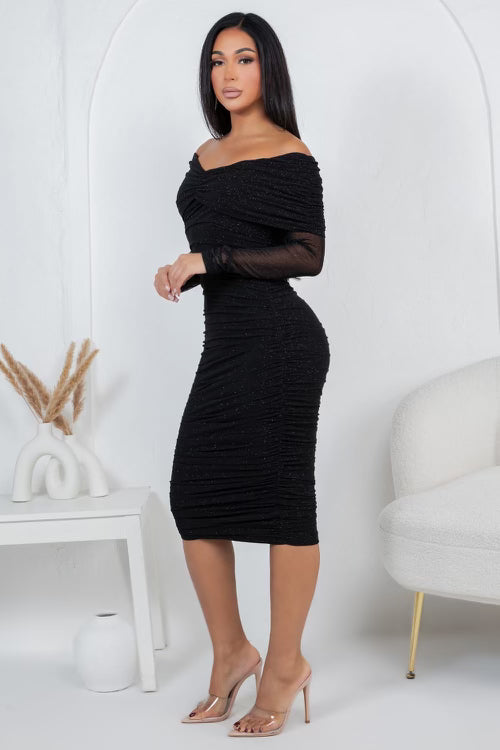 Chic Charm Midi Dress- Available in Black, Burgundy & Latte