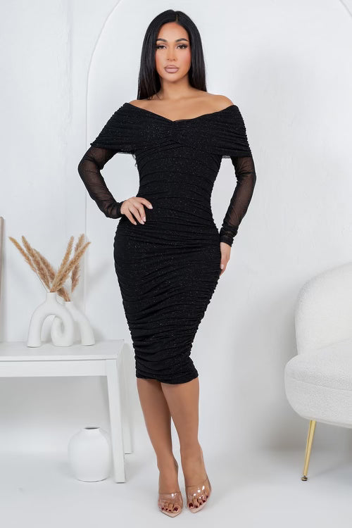 Chic Charm Midi Dress- Available in Black, Burgundy & Latte