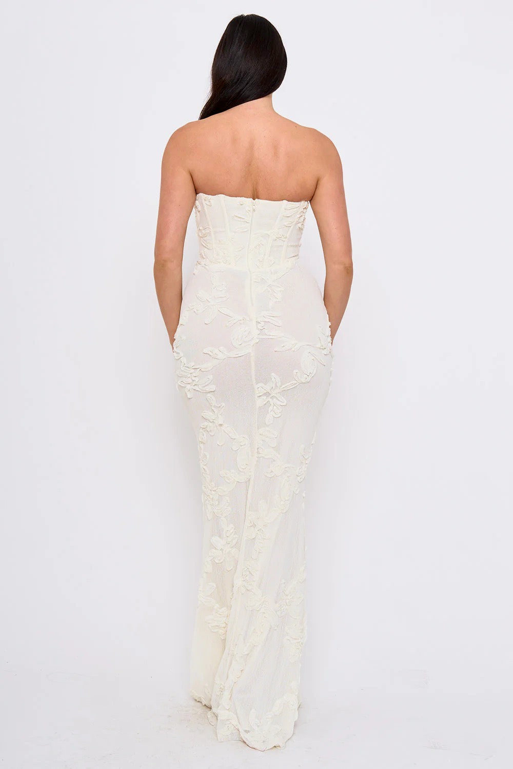 Anastasia Strapless Dress- Available In Cream & Pink