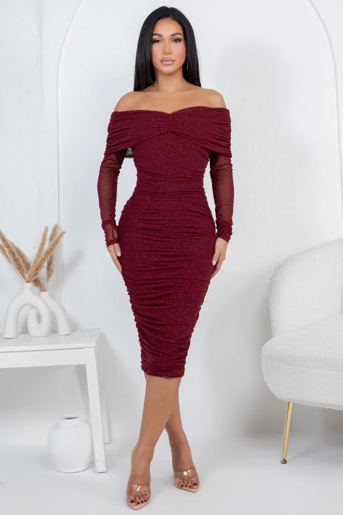 Chic Charm Midi Dress- Available in Black, Burgundy & Latte