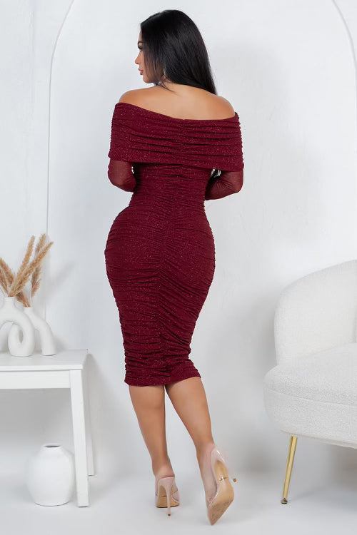Chic Charm Midi Dress- Available in Black, Burgundy & Latte