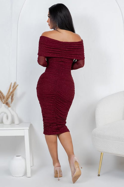 Chic Charm Midi Dress- Available in Black, Burgundy & Latte