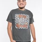 Stay Spooky Checkered Retro Oversized Shirt- Pepper