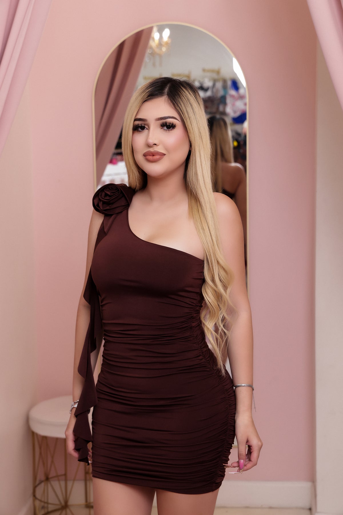 Flower One Shoulder Dress
