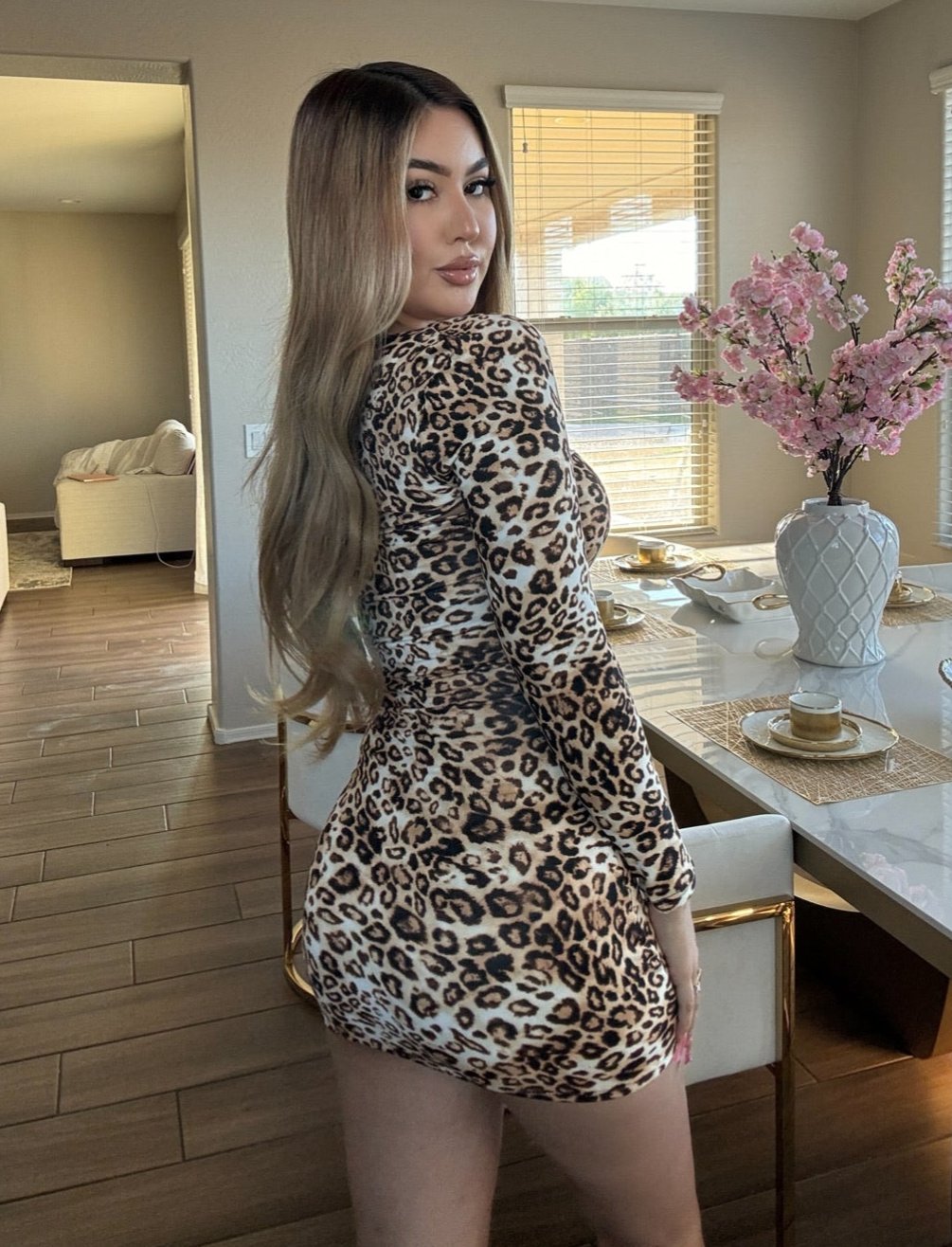 Nina Mini Dress Set- Cheetah Print