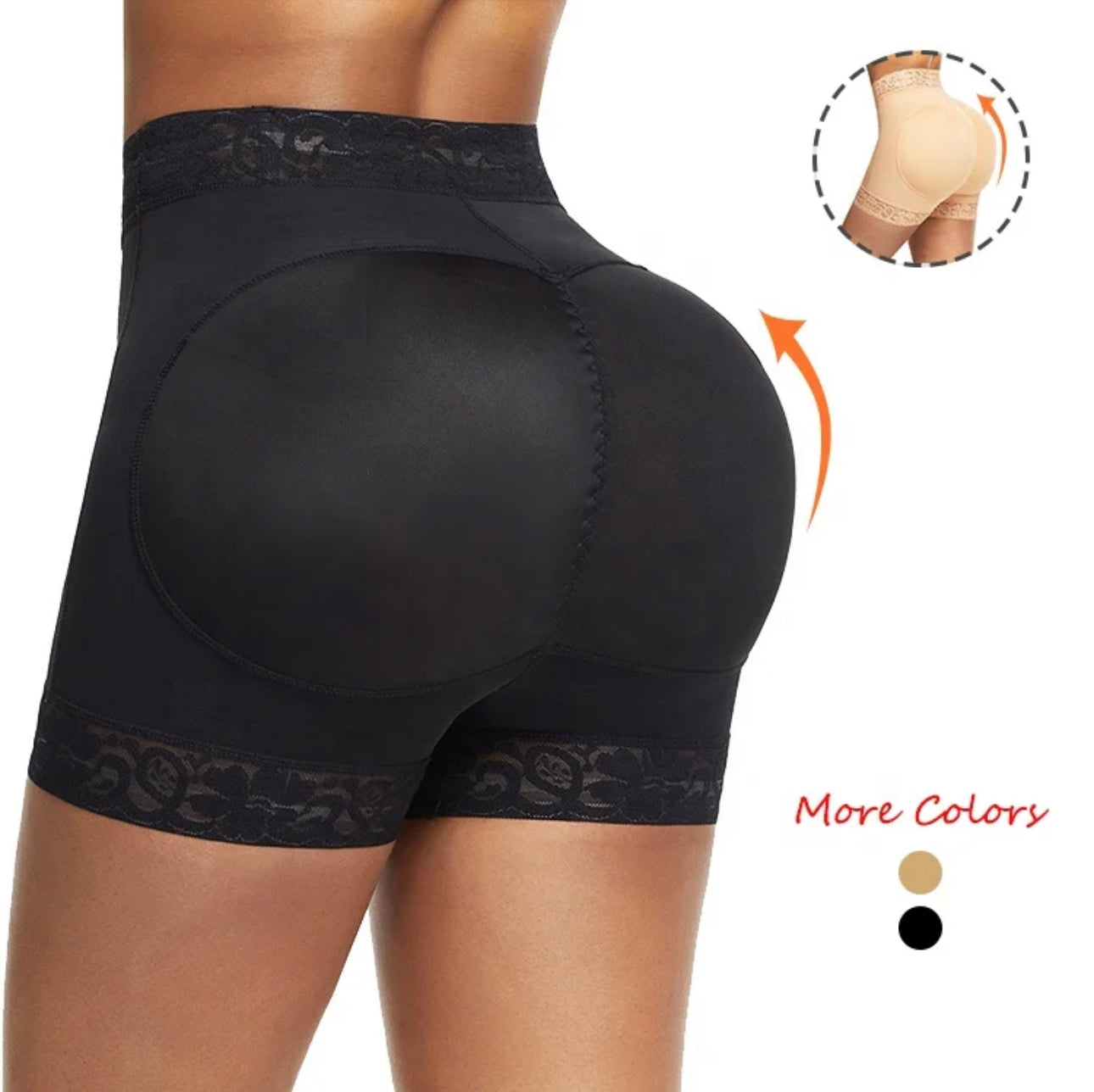 Mid-Waist Lace BBL Shorts #67-Black