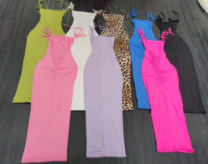 Jemma Long Dress- Available Black,White,Light Pink,Blue,Lilac & Cheetah Print