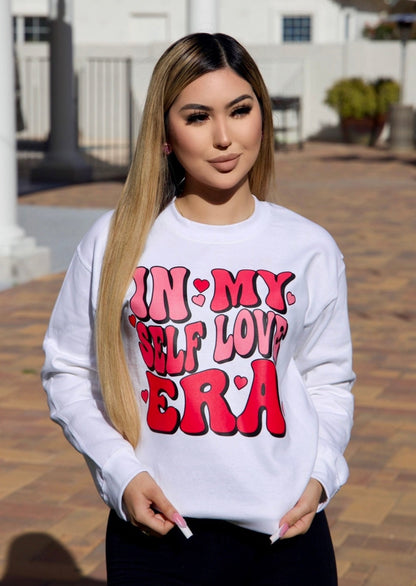 In My Self Love Era Crew Neck-White