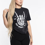 Stay Spooky Skeleton Hand Oversized Shirt- Black