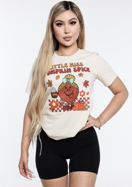 Little Miss Pumpkin Spice Shirt- Heather Natural