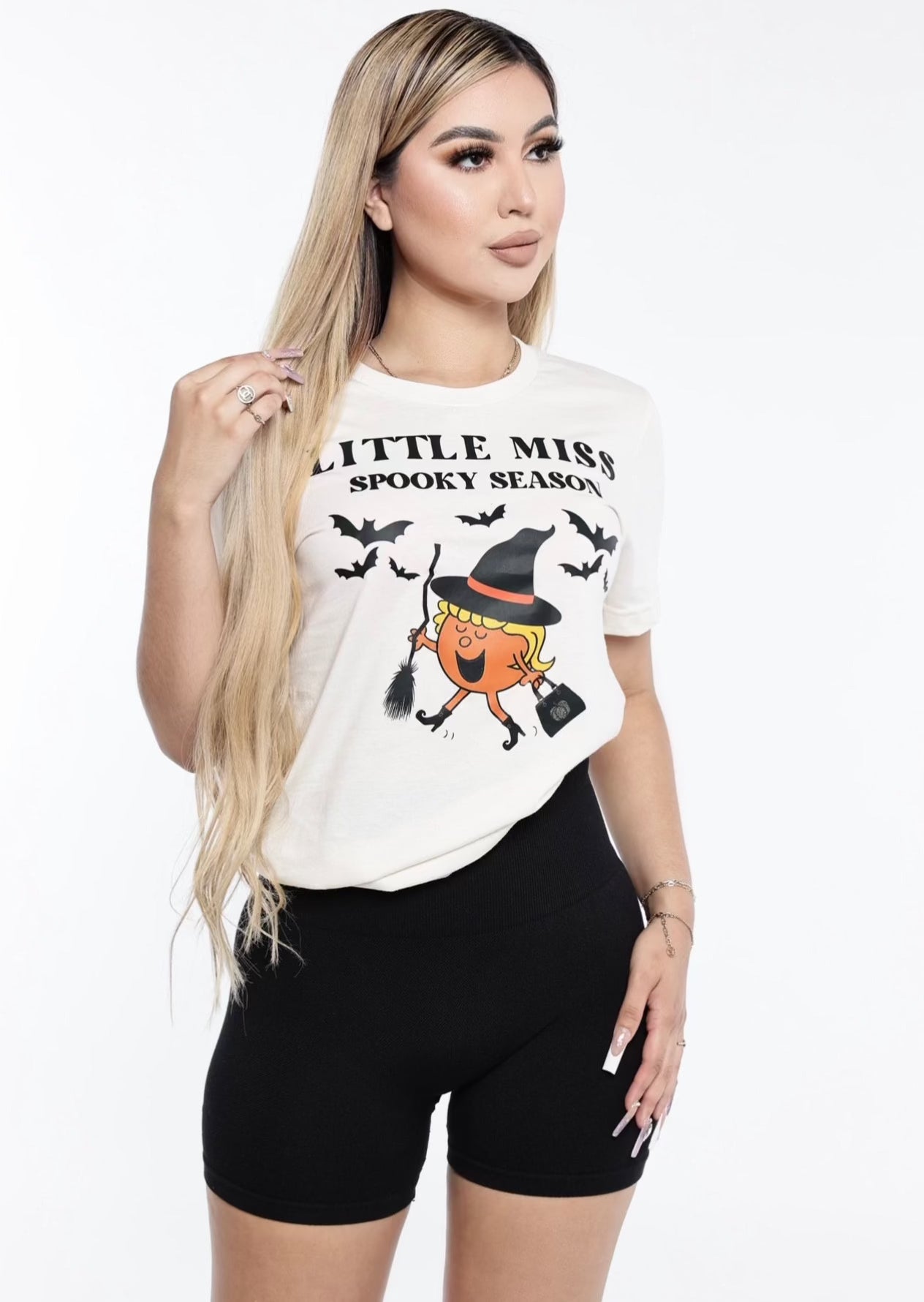 Little Miss Spooky Season Shirt- Heather Soft Cream