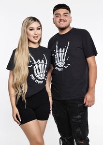 Stay Spooky Skeleton Hand Oversized Shirt- Black