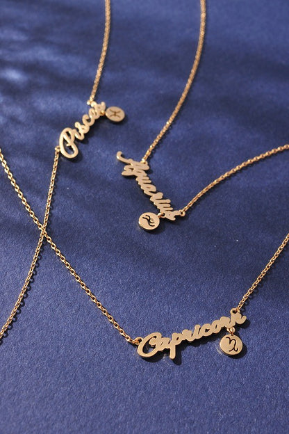 Horoscope Zodiac Sign Letter Pendant Necklace