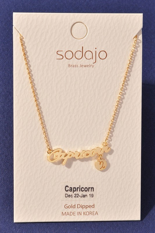 Horoscope Zodiac Sign Letter Pendant Necklace