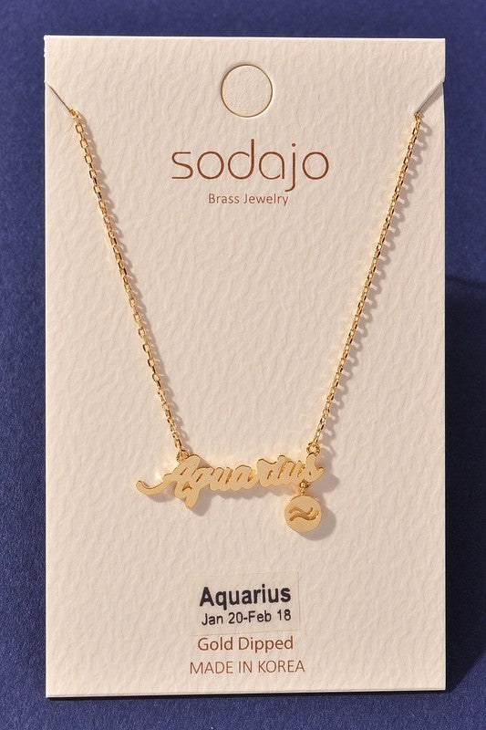 Horoscope Zodiac Sign Letter Pendant Necklace