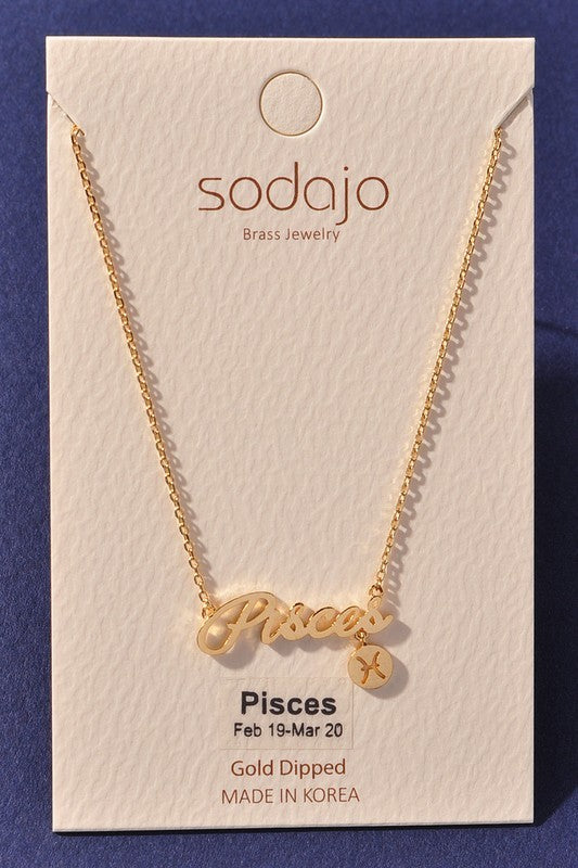 Horoscope Zodiac Sign Letter Pendant Necklace
