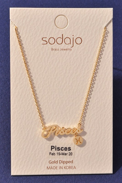 Horoscope Zodiac Sign Letter Pendant Necklace