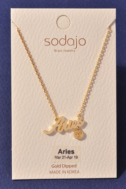 Horoscope Zodiac Sign Letter Pendant Necklace