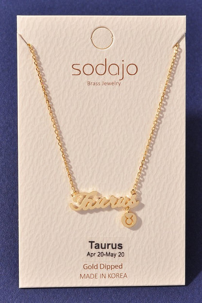 Horoscope Zodiac Sign Letter Pendant Necklace