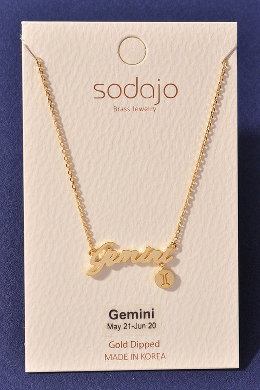 Horoscope Zodiac Sign Letter Pendant Necklace