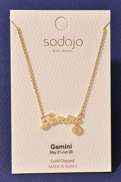 Horoscope Zodiac Sign Letter Pendant Necklace