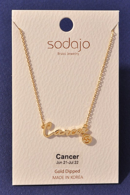 Horoscope Zodiac Sign Letter Pendant Necklace