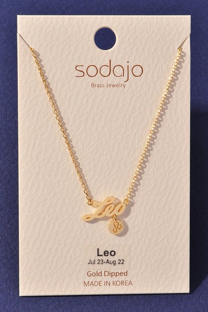 Horoscope Zodiac Sign Letter Pendant Necklace