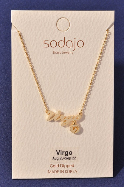 Horoscope Zodiac Sign Letter Pendant Necklace