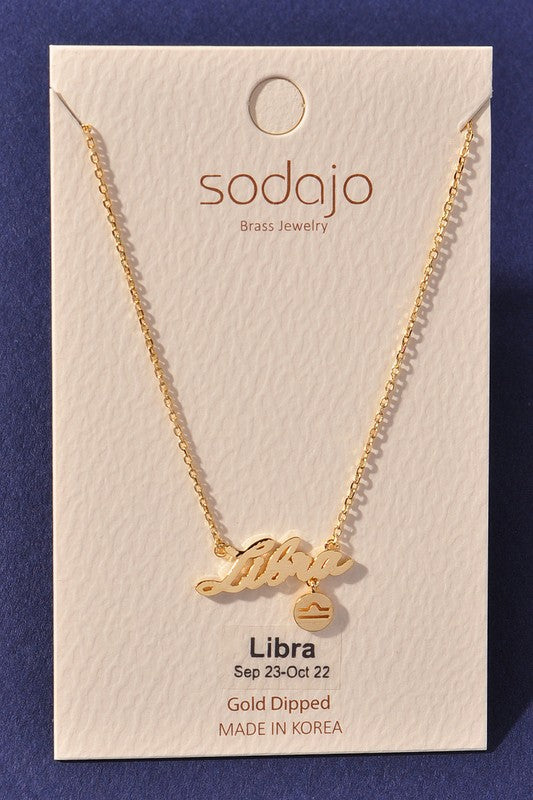 Horoscope Zodiac Sign Letter Pendant Necklace