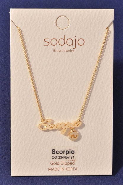 Horoscope Zodiac Sign Letter Pendant Necklace