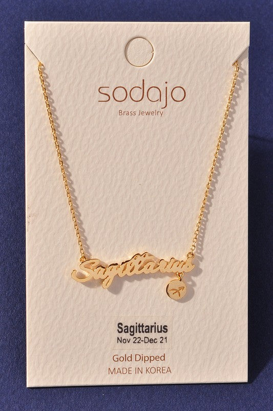 Horoscope Zodiac Sign Letter Pendant Necklace
