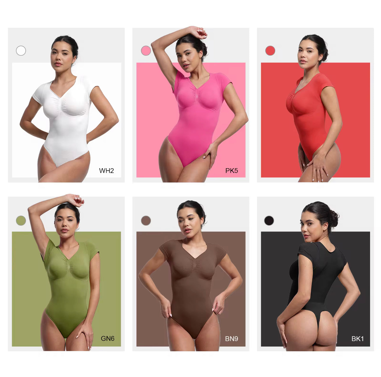 Short Sleeve Tummy Control Thong Shapewear #77