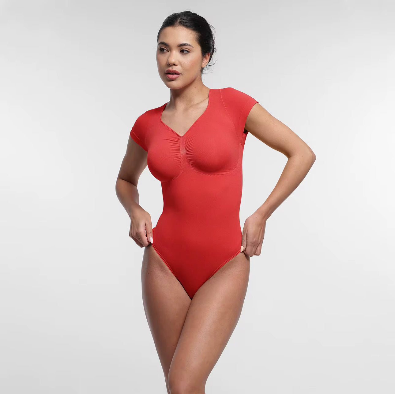 Short Sleeve Tummy Control Thong Shapewear #77