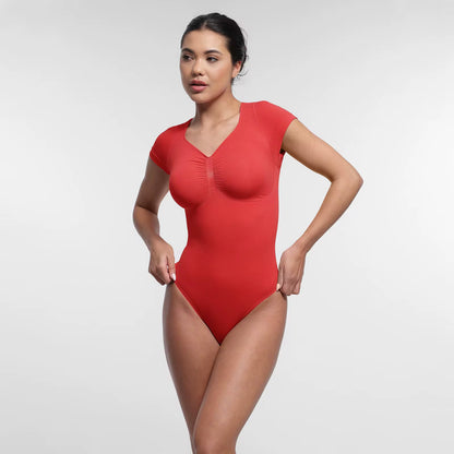 Short Sleeve Tummy Control Thong Shapewear #77