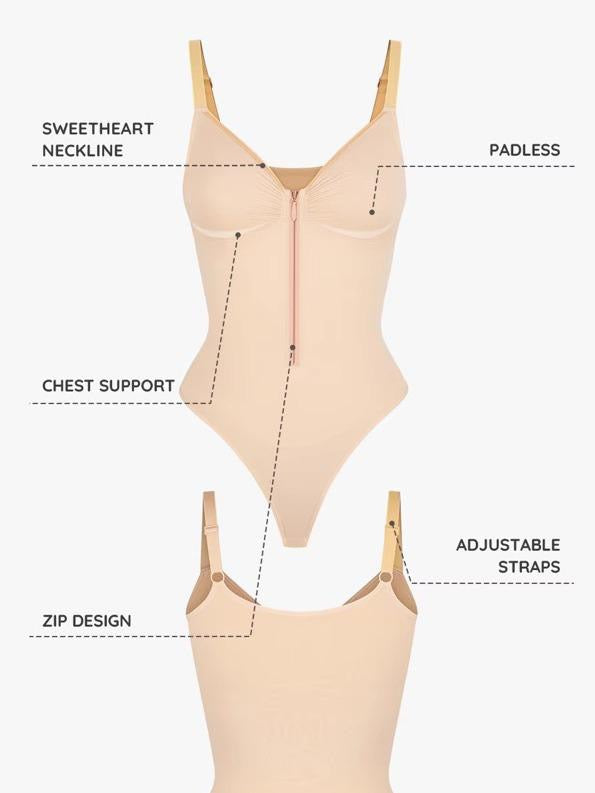 Zipper Seamless Shaping Bodysuit- Available in Black, Brown, Nude, Red & Pink