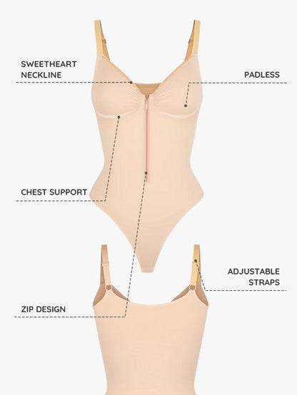 Zipper Seamless Shaping Bodysuit- Available in Black, Brown, Nude, Red & Pink