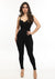 Crystal Notch Front Catsuit-Black