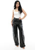 Sonia Leather Cargo Pants- Black