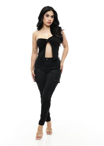Heather Cargo Jeans- Black